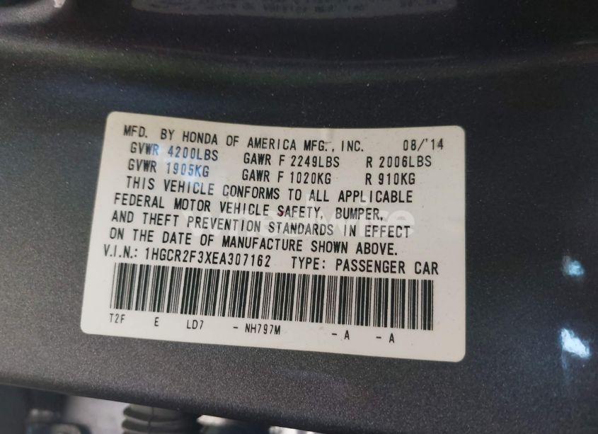 Photo 9 of 2014 Honda Accord LX (VIN 1HGCR2F3XEA307162)