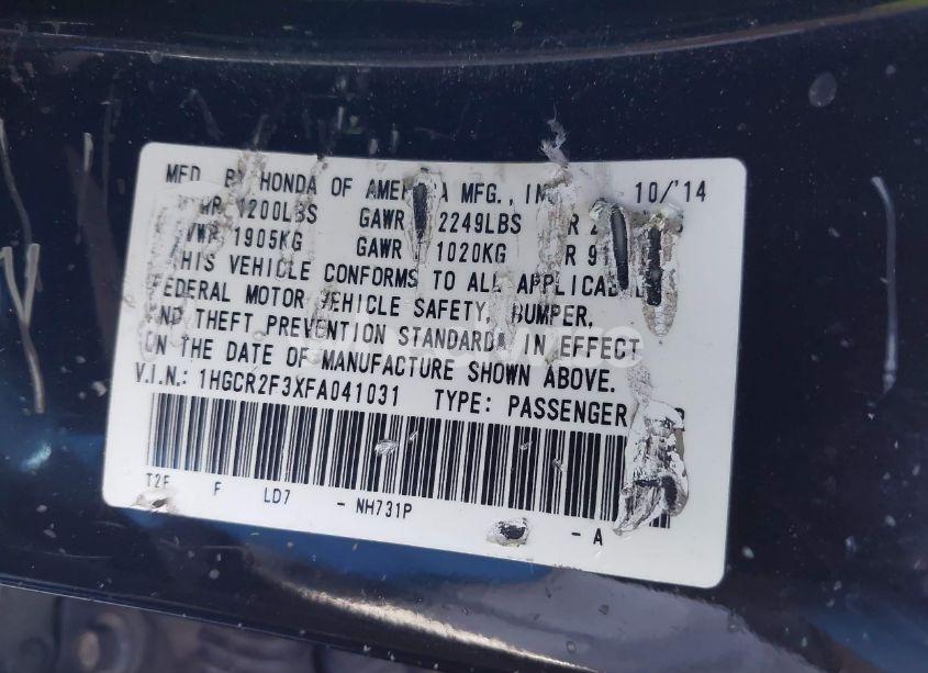 Photo 9 of 2015 Honda Accord LX (VIN 1HGCR2F3XFA041031)