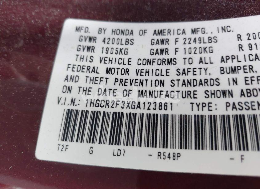 Photo 9 of 2016 Honda Accord LX (VIN 1HGCR2F3XGA123861)