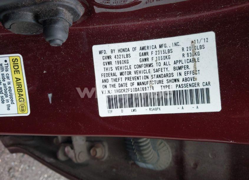 Photo 9 of 2013 Honda Accord SPORT (VIN 1HGCR2F50DA069774)