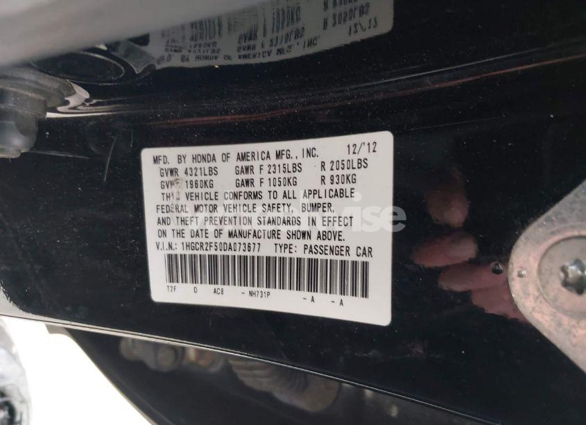 Photo 9 of 2013 Honda Accord SPORT (VIN 1HGCR2F50DA073677)