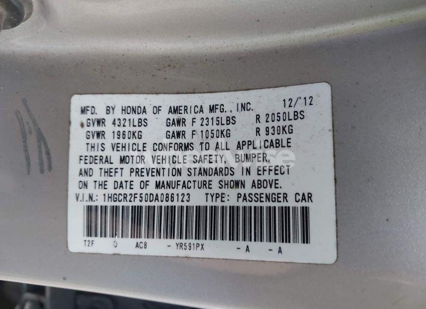 Photo 9 of 2013 Honda Accord SPORT (VIN 1HGCR2F50DA086123)