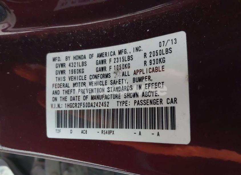 Photo 9 of 2013 Honda Accord SPORT (VIN 1HGCR2F50DA242452)