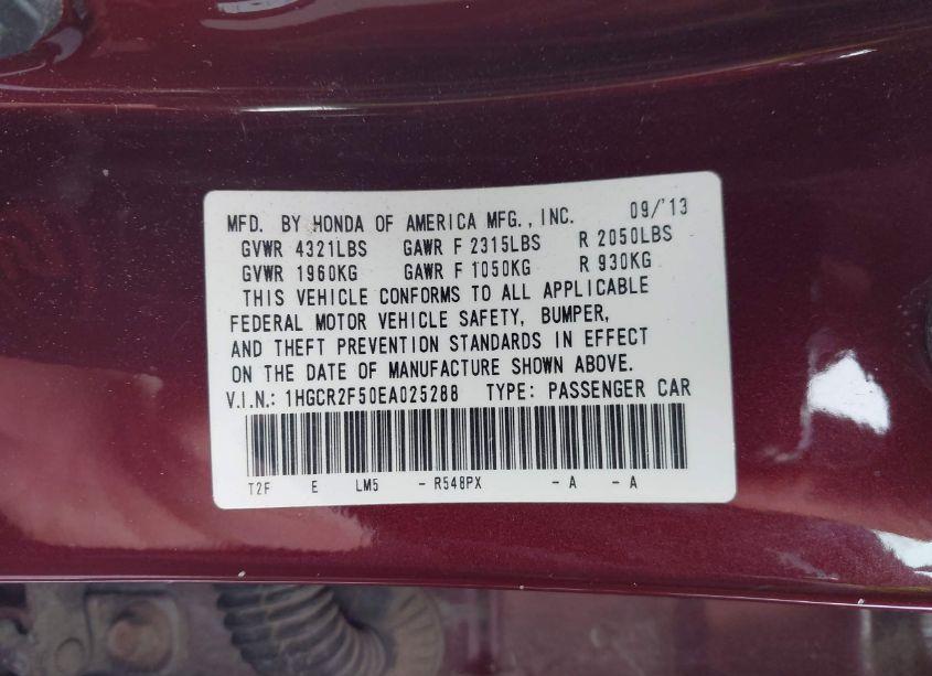 Photo 9 of 2014 Honda Accord SPORT (VIN 1HGCR2F50EA025288)