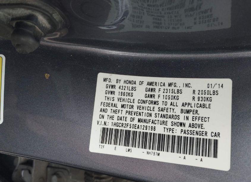 Photo 9 of 2014 Honda Accord SPORT (VIN 1HGCR2F50EA129196)