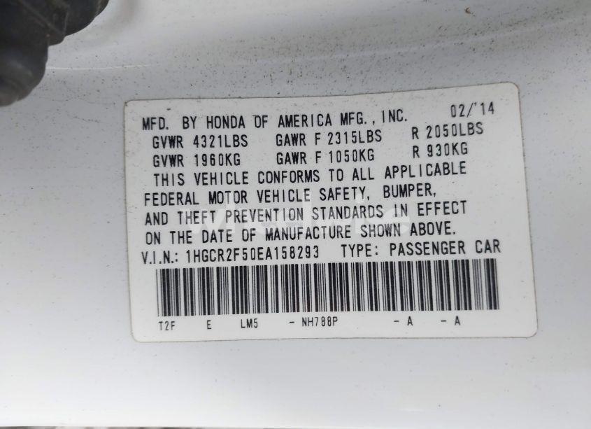 Photo 9 of 2014 Honda Accord SPORT (VIN 1HGCR2F50EA158293)