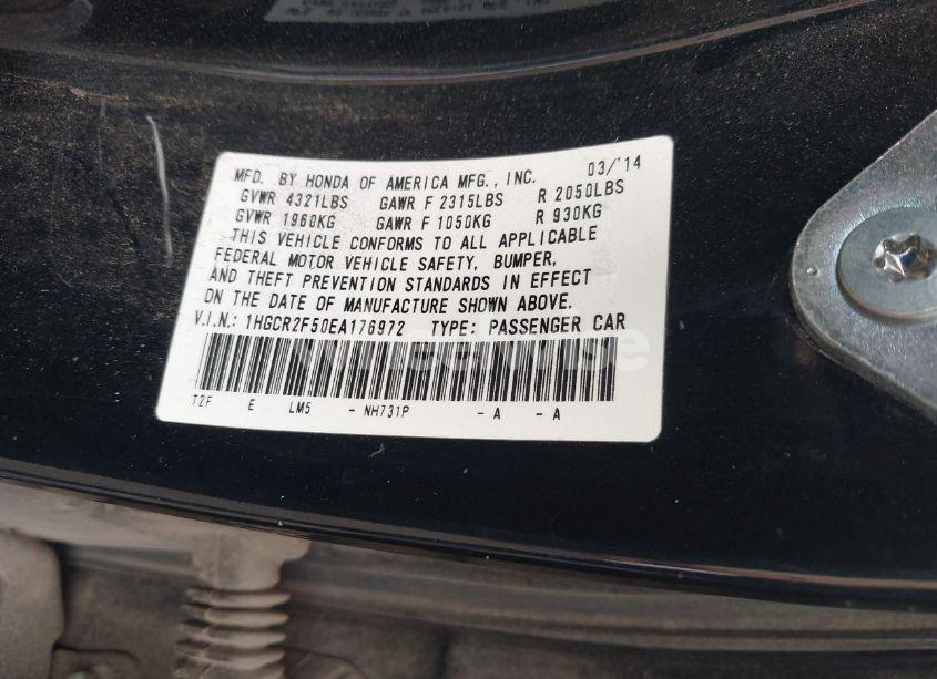 Photo 9 of 2014 Honda Accord SPORT (VIN 1HGCR2F50EA176972)