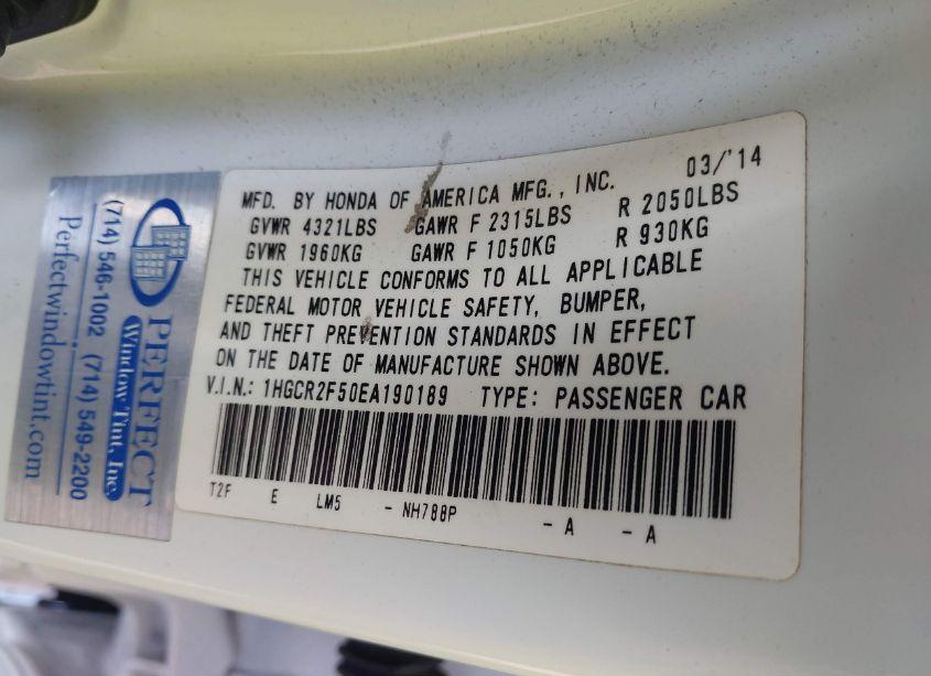 Photo 9 of 2014 Honda Accord SPORT (VIN 1HGCR2F50EA190189)