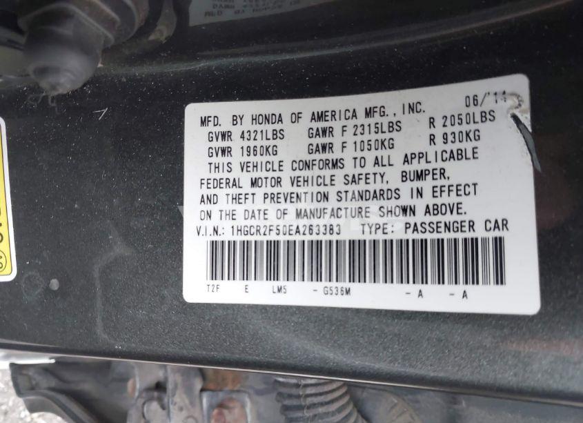 Photo 9 of 2014 Honda Accord SPORT (VIN 1HGCR2F50EA263383)
