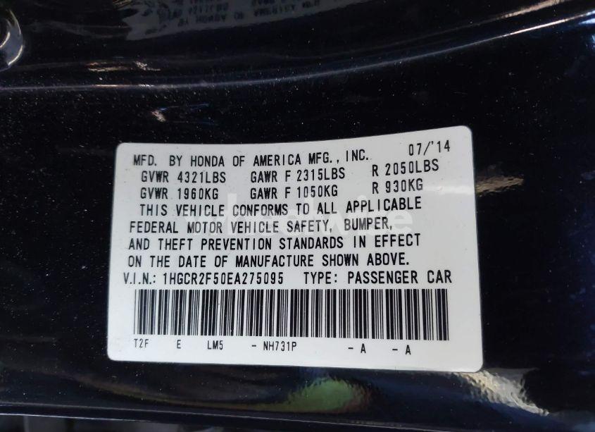 Photo 9 of 2014 Honda Accord SPORT (VIN 1HGCR2F50EA275095)