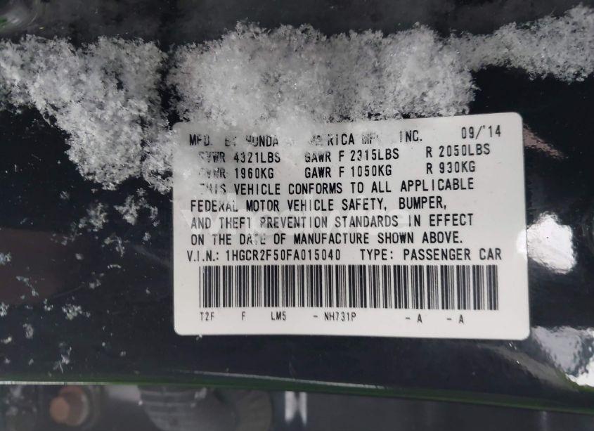 Photo 9 of 2015 Honda Accord SPORT (VIN 1HGCR2F50FA015040)