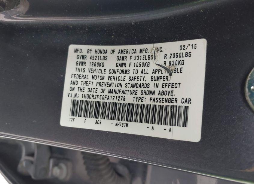 Photo 9 of 2015 Honda Accord SPORT (VIN 1HGCR2F50FA121276)