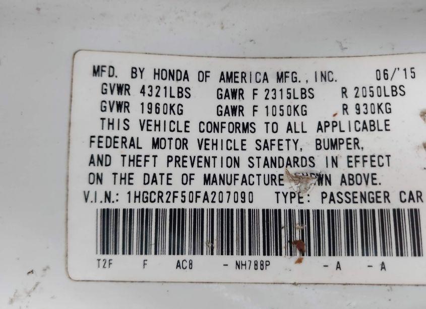 Photo 9 of 2015 Honda Accord SPORT (VIN 1HGCR2F50FA207090)