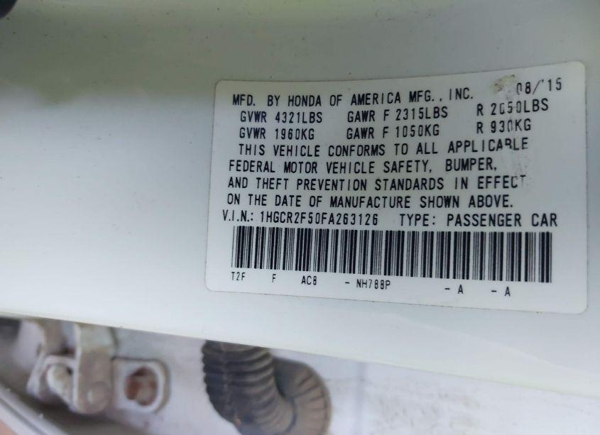 Photo 9 of 2015 Honda Accord SPORT (VIN 1HGCR2F50FA263126)