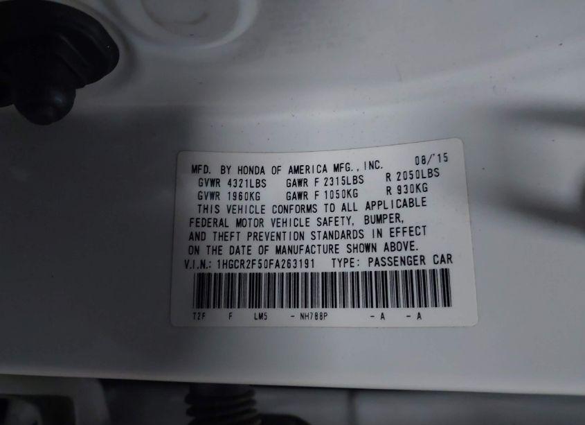 Photo 9 of 2015 Honda Accord SPORT (VIN 1HGCR2F50FA263191)