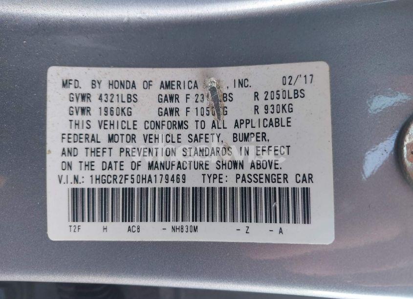 Photo 9 of 2017 Honda Accord SPORT (VIN 1HGCR2F50HA179469)