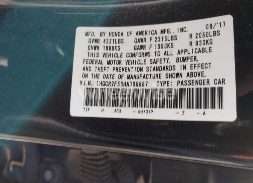 Photo 9 of 2017 Honda Accord SPORT (VIN 1HGCR2F50HA300887)