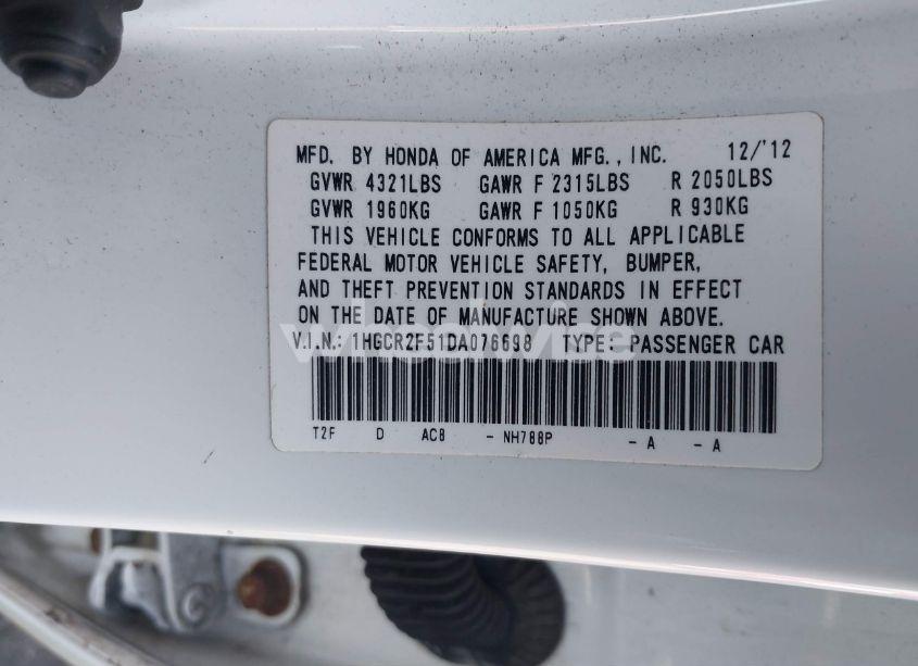 Photo 9 of 2013 Honda Accord SPORT (VIN 1HGCR2F51DA076698)