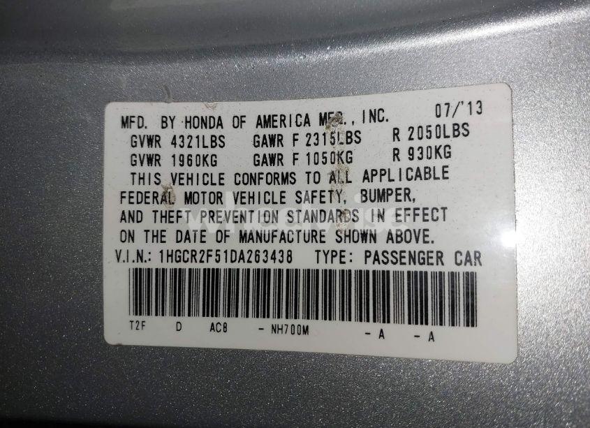 Photo 9 of 2013 Honda Accord SPORT (VIN 1HGCR2F51DA263438)