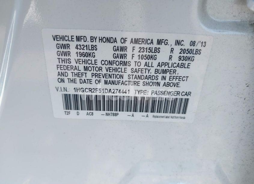 Photo 9 of 2013 Honda Accord SPORT (VIN 1HGCR2F51DA274441)