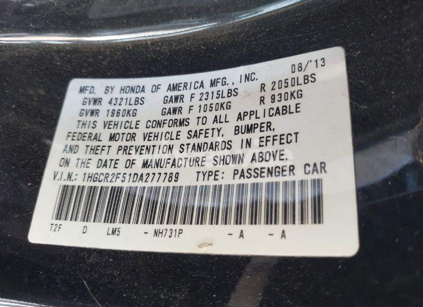 Photo 9 of 2013 Honda Accord SPORT (VIN 1HGCR2F51DA277789)