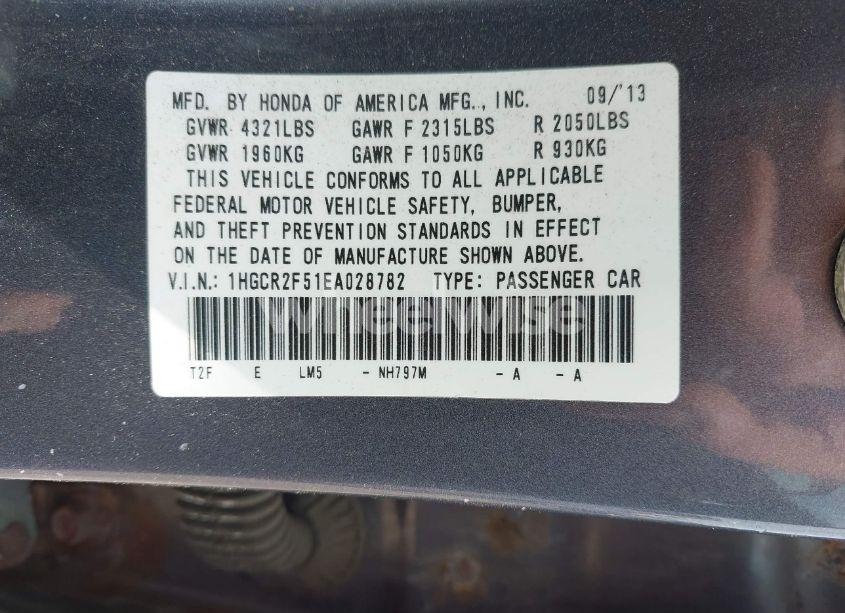 Photo 9 of 2014 Honda Accord SPORT (VIN 1HGCR2F51EA028782)