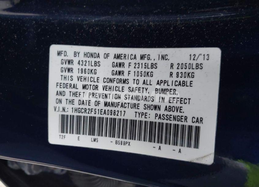 Photo 9 of 2014 Honda Accord SPORT (VIN 1HGCR2F51EA098217)