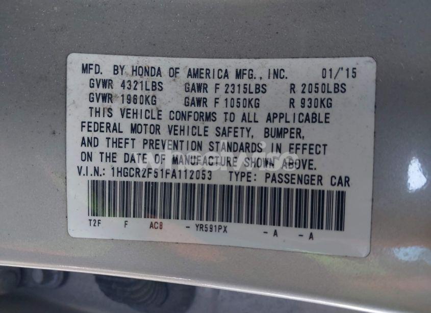 Photo 9 of 2015 Honda Accord SPORT (VIN 1HGCR2F51FA112053)