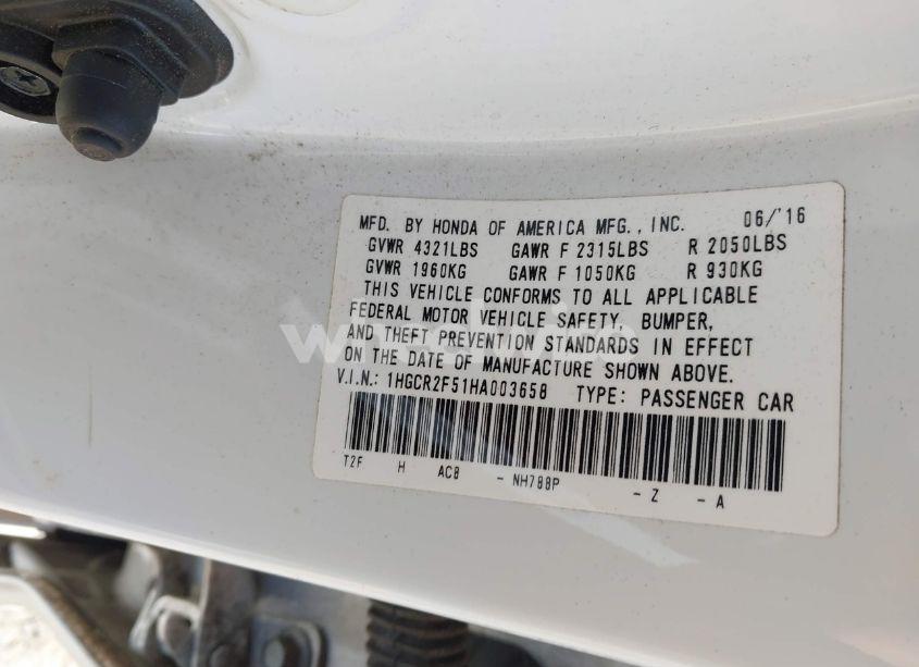 Photo 9 of 2017 Honda Accord SPORT (VIN 1HGCR2F51HA003658)