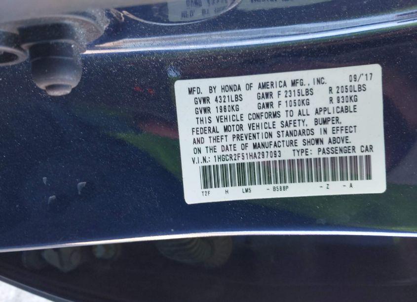 Photo 9 of 2017 Honda Accord SPORT (VIN 1HGCR2F51HA297093)