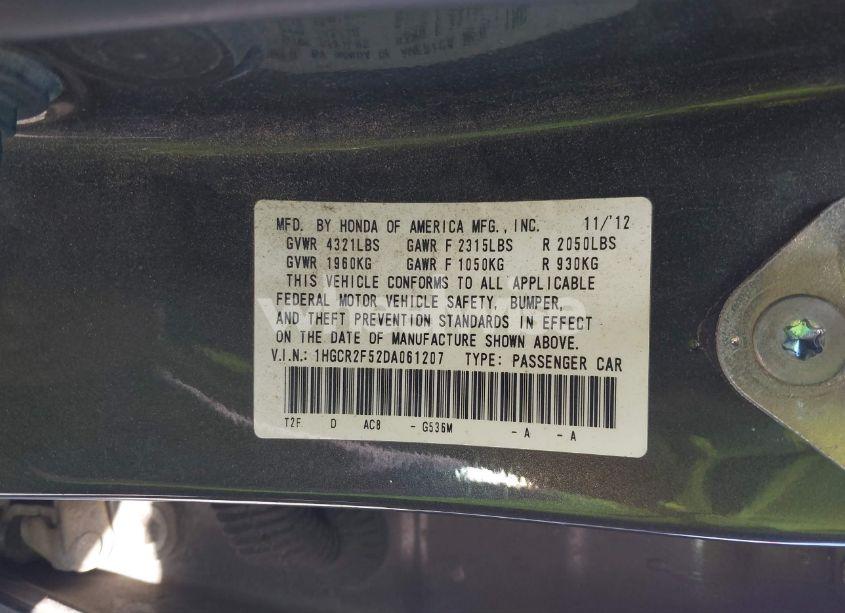 Photo 9 of 2013 Honda Accord SPORT (VIN 1HGCR2F52DA061207)
