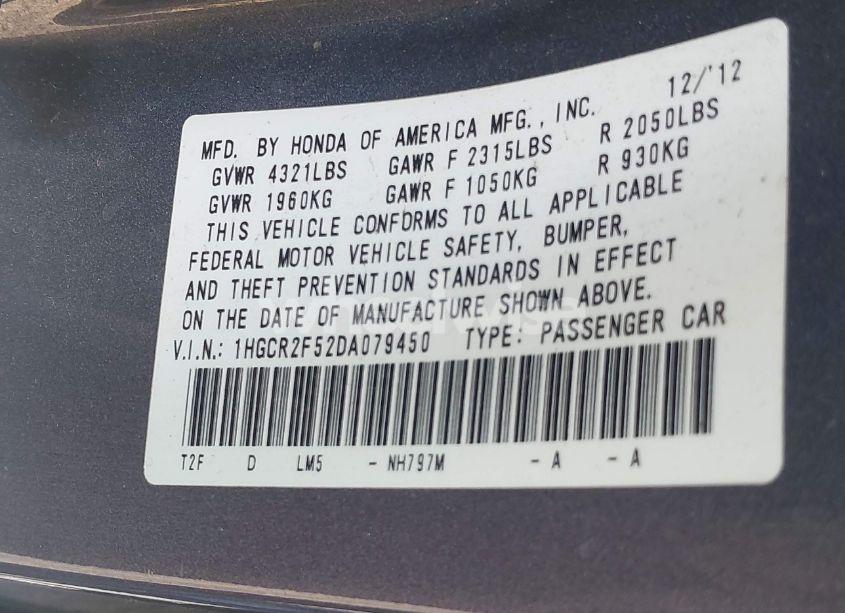 Photo 9 of 2013 Honda Accord SPORT (VIN 1HGCR2F52DA079450)