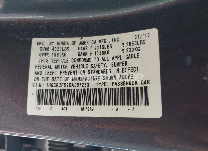 Photo 9 of 2013 Honda Accord SPORT (VIN 1HGCR2F52DA097253)