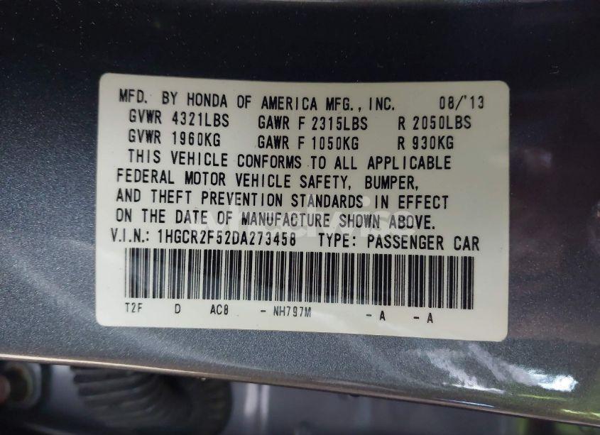 Photo 9 of 2013 Honda Accord SPORT (VIN 1HGCR2F52DA273458)