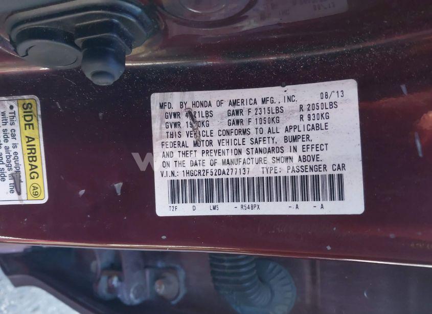 Photo 9 of 2013 Honda Accord SPORT (VIN 1HGCR2F52DA277137)