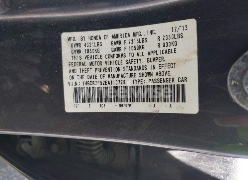 Photo 9 of 2014 Honda Accord SPORT (VIN 1HGCR2F52EA110729)