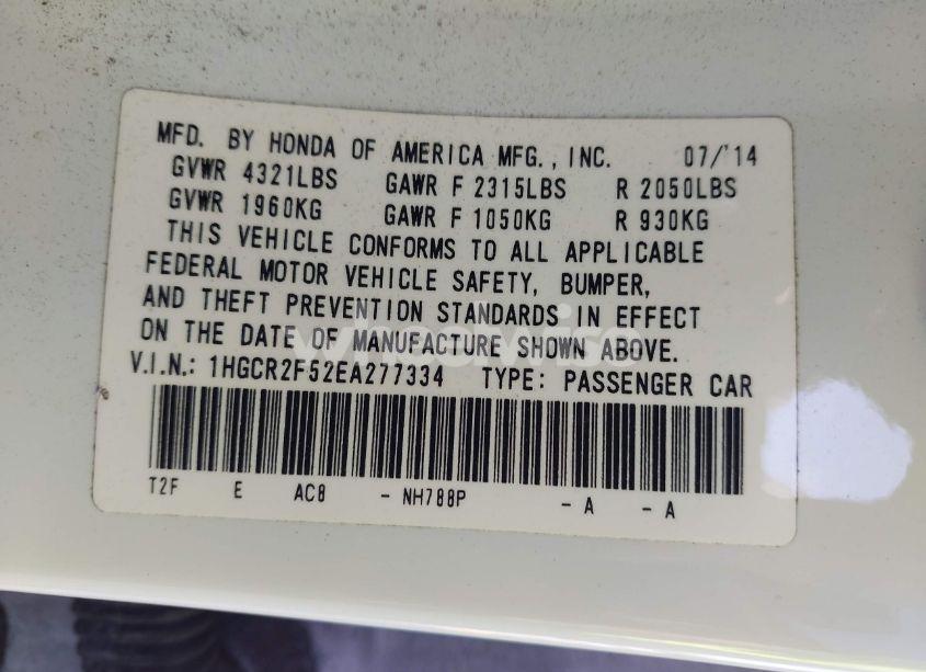 Photo 9 of 2014 Honda Accord SPORT (VIN 1HGCR2F52EA277334)