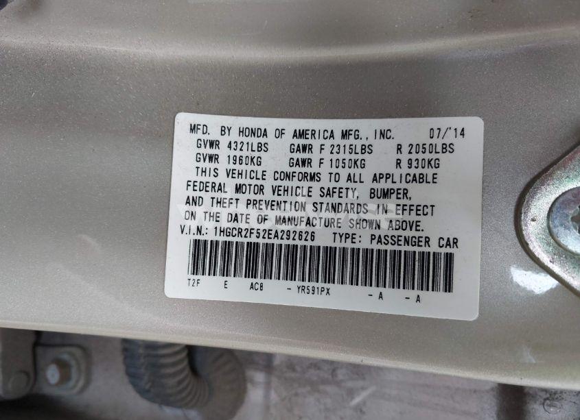 Photo 9 of 2014 Honda Accord SPORT (VIN 1HGCR2F52EA292626)