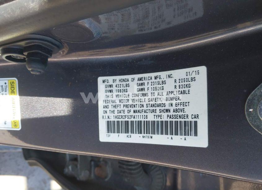 Photo 9 of 2015 Honda Accord SPORT (VIN 1HGCR2F52FA111106)