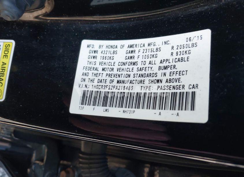 Photo 9 of 2015 Honda Accord SPORT (VIN 1HGCR2F52FA216485)