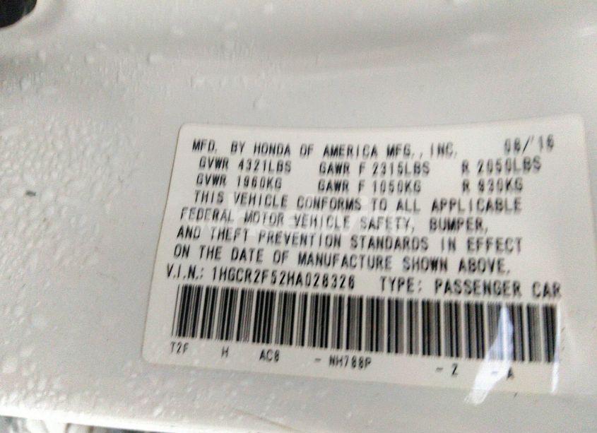 Photo 9 of 2017 Honda Accord SPORT (VIN 1HGCR2F52HA028326)