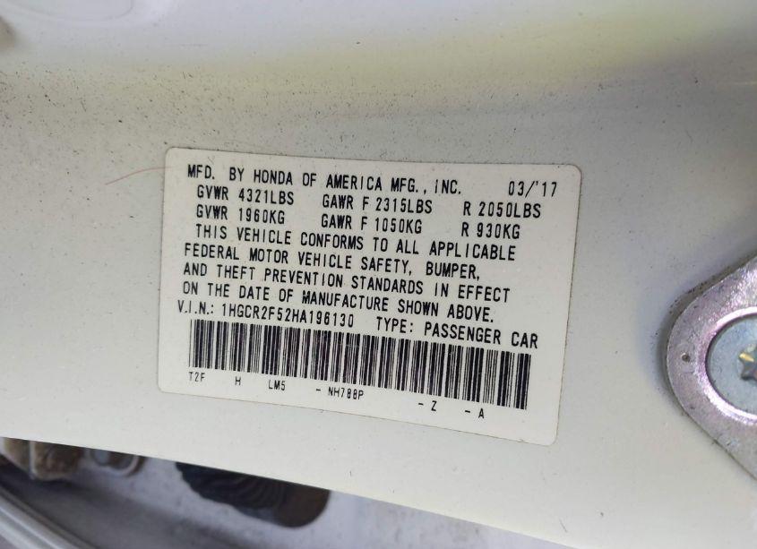 Photo 9 of 2017 Honda Accord SPORT (VIN 1HGCR2F52HA196130)