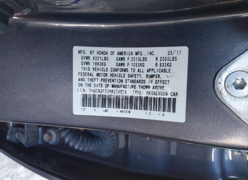 Photo 9 of 2017 Honda Accord SPORT (VIN 1HGCR2F52HA238974)