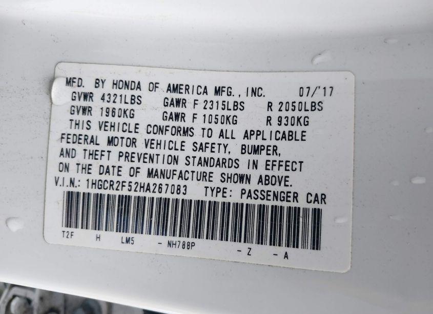 Photo 9 of 2017 Honda Accord SPORT (VIN 1HGCR2F52HA267083)