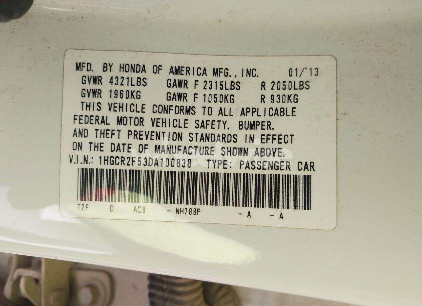 Photo 9 of 2013 Honda Accord SPORT (VIN 1HGCR2F53DA100838)