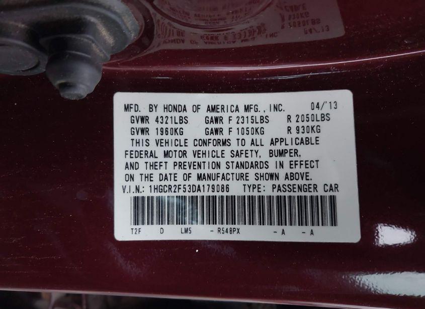 Photo 9 of 2013 Honda Accord SPORT (VIN 1HGCR2F53DA179086)