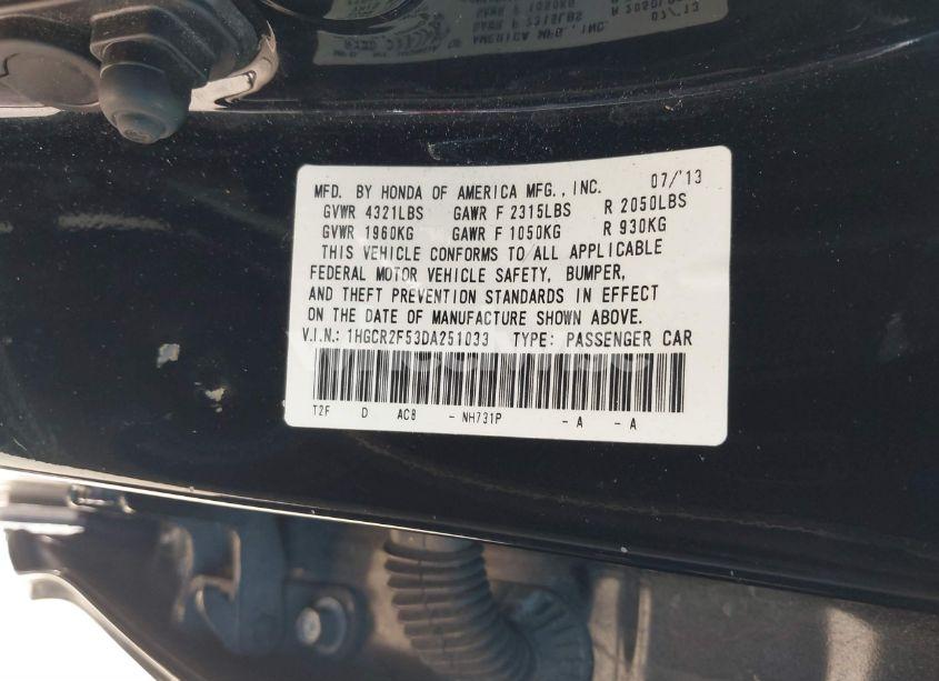 Photo 9 of 2013 Honda Accord SPORT (VIN 1HGCR2F53DA251033)