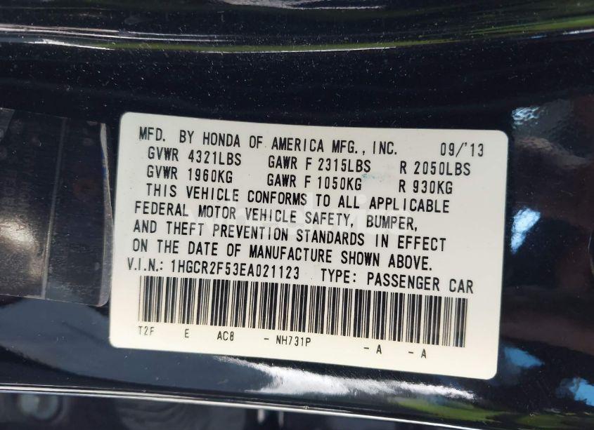 Photo 9 of 2014 Honda Accord SPORT (VIN 1HGCR2F53EA021123)