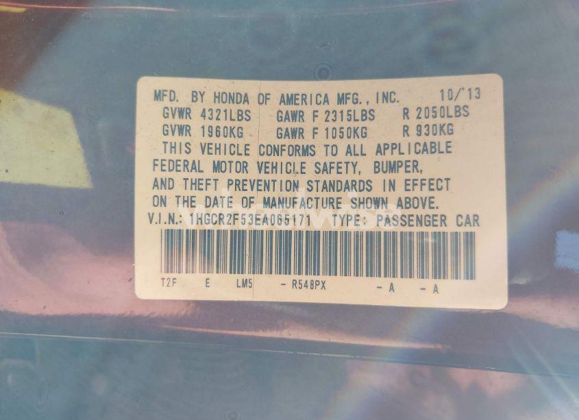 Photo 9 of 2014 Honda Accord SPORT (VIN 1HGCR2F53EA065171)