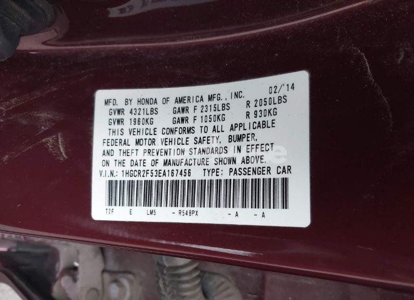 Photo 9 of 2014 Honda Accord SPORT (VIN 1HGCR2F53EA167456)